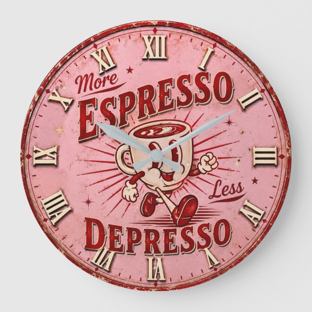 More Espresso Less Depresso Stor Klocka (Framsida)