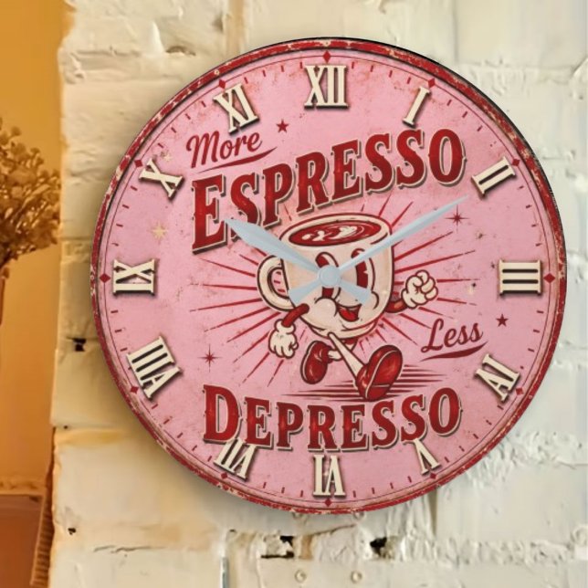 More Espresso Less Depresso Stor Klocka (Skapare uppladdad)
