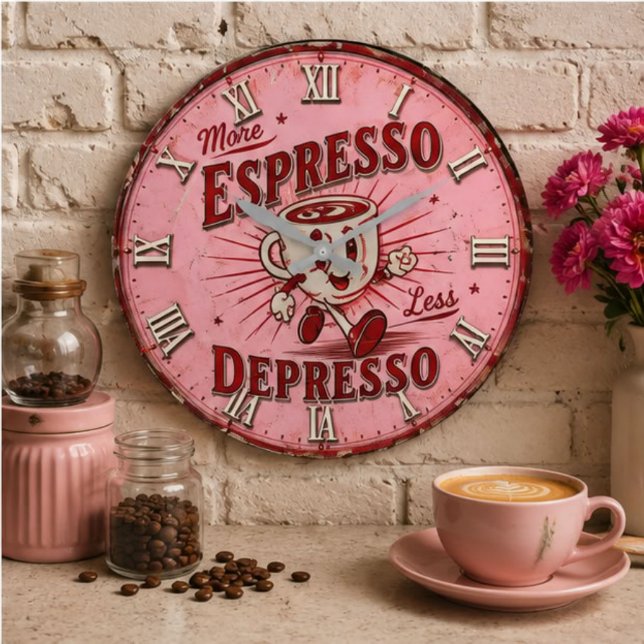 More Espresso Less Depresso Stor Klocka (Skapare uppladdad)