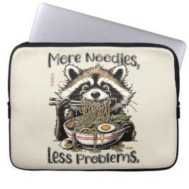 More noodles less problems raccoon eating ramen laptop fodral