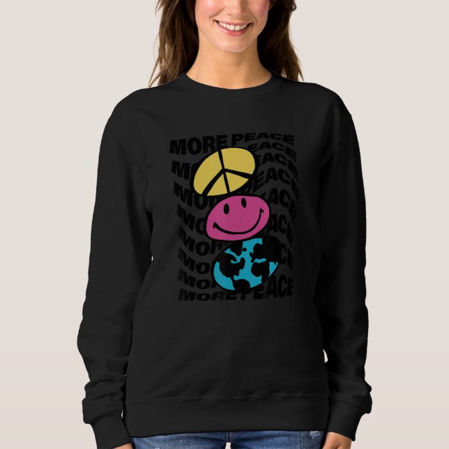 More Peace Trippy Repeat Peace Sign Happy Face Ear T Shirt (Framsida)