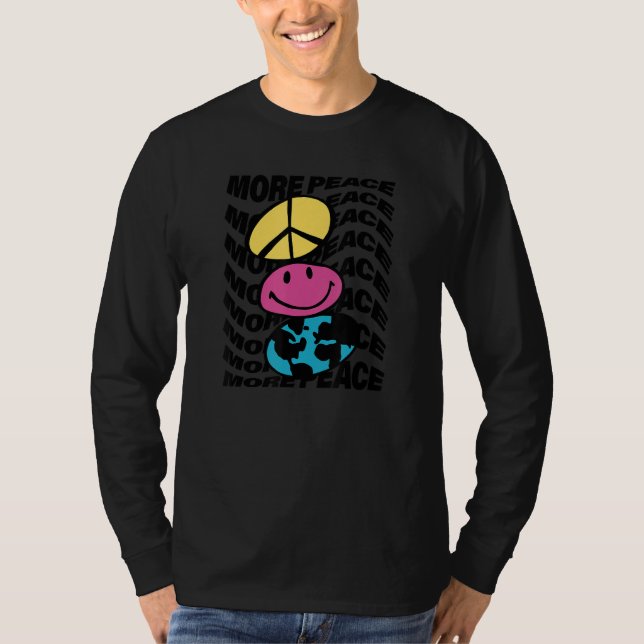 More Peace Trippy Repeat Peace Sign Happy Face Ear T Shirt (Framsida)