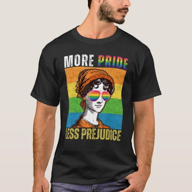 More Pride Less Prejudice LGBT Gay Pride Month T Shirt (Framsida)