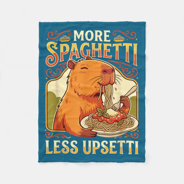 More Spaghetti Less Upsetti Capybara Fleecefilt (Framsidan)