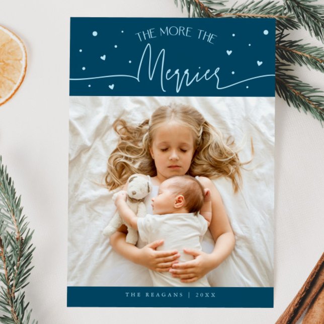 More The Merrier Christmas Teal Photo Birth  Meddelande (Skapare uppladdad)