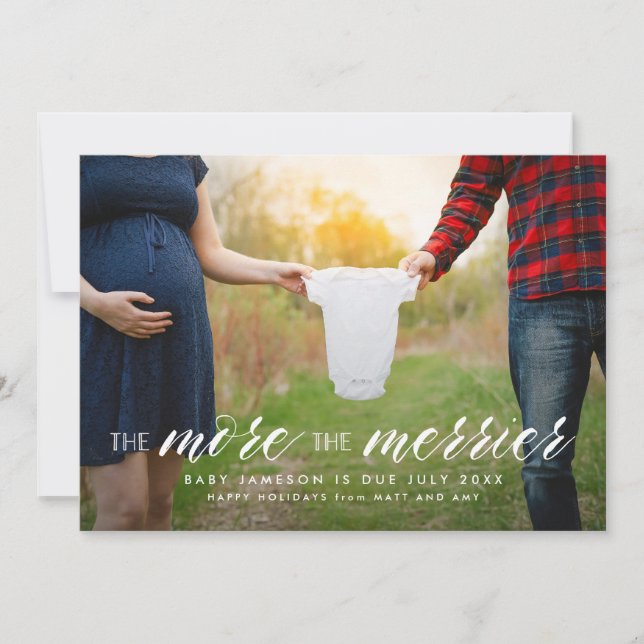 More the Merrier Holiday Pregnancy Announcement Julkort (Framsida)