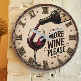 More Wine Please Rustic Home Bar Stor Klocka