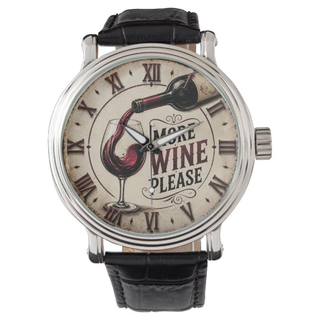 More Wine Please Rustic Vineyard Home Bar Armbandsur (Framsida)