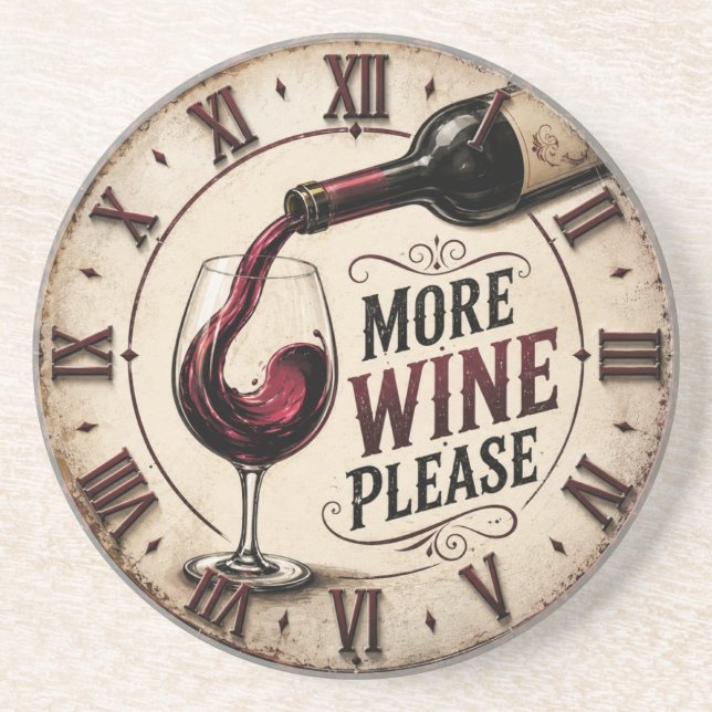 More Wine Please Rustic Vineyard Home Bar Underlägg (Framsidan)