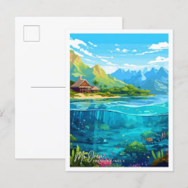 Morea Fransk Polynesia Travel illustration Vykort