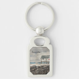 Morecambe Beach Hut Lancashire semesterort Rektangulärt Silverfärgad Nyckelring