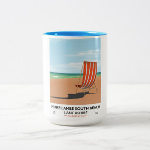 Morecambe South Beach Lancashire poster Två-Tonad Mugg