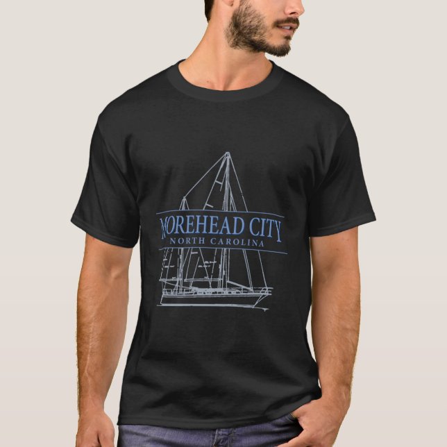 Morehead City North Carolina Sailboat T Shirt (Framsida)