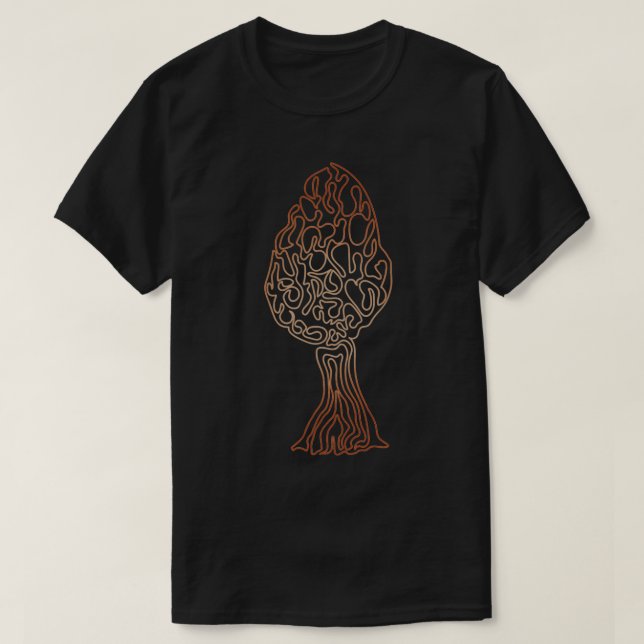 Morel Mushroom Doodle Line Art T Shirt (Design framsida)