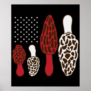 Morel Mushroom Hunter Fungi USA 4 juli Morels Poster