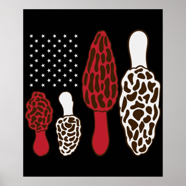 Morel Mushroom Hunter Fungi USA 4 juli Morels Poster (Framsidan)