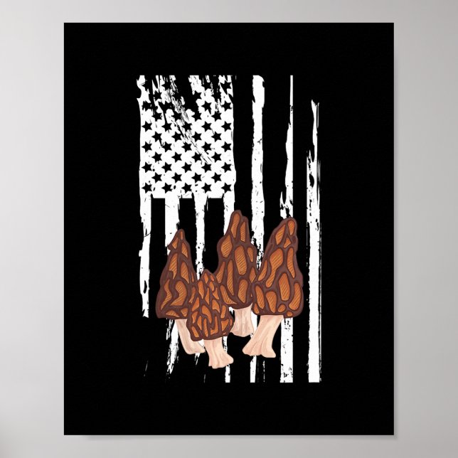 Morel Mushroom Patriotic American USA flagga Poster (Framsidan)
