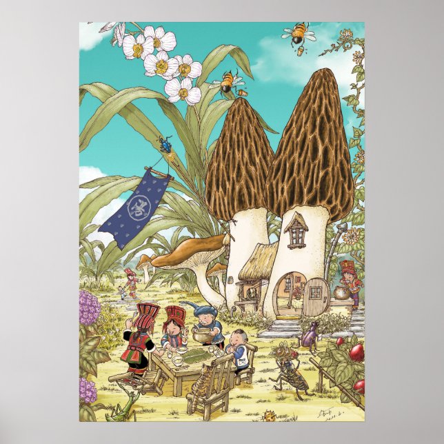 Morel Svamp Väggkonst — Yunnan Sagobok (Framsidan)