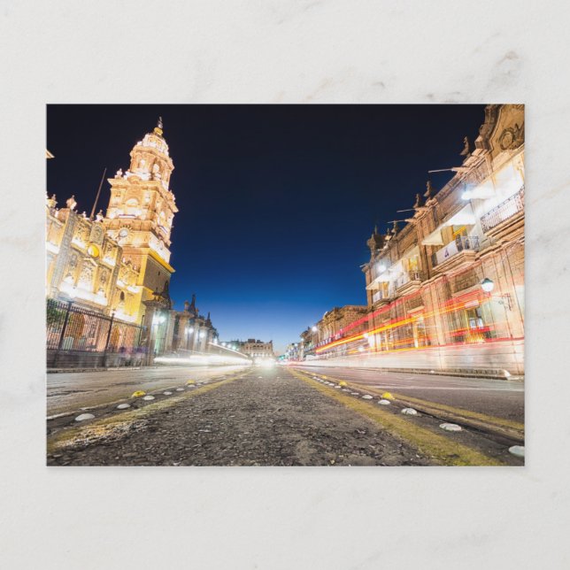 Morelia Michoacan på nätterna Vykort (Framsida)