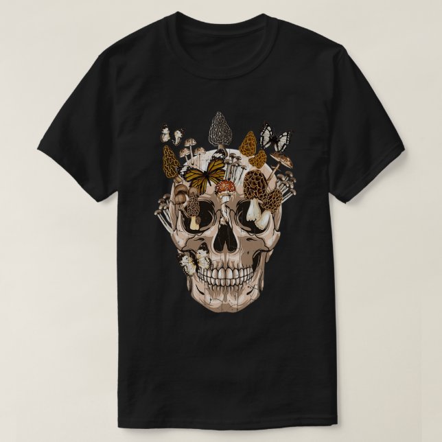 Morels Mushroom Clothing Mushroom Collector Skull T Shirt (Design framsida)