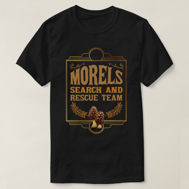 Morels Search and Rädding Team Mushroom Hunting T Shirt (Design framsida)