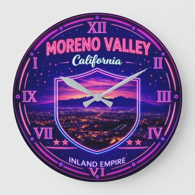 Moreno Valley California Nightscape Stor Klocka (Framsida)