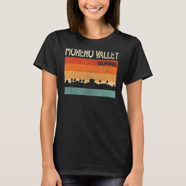 Moreno Valley California Town Skyline T Shirt (Framsida)