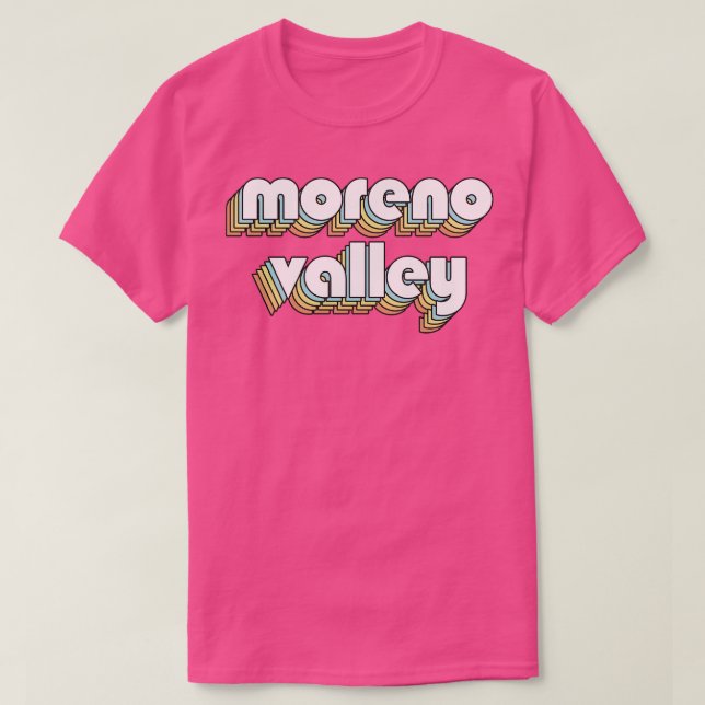Moreno Valley Retro Regbow Typography Faded Stil T Shirt (Design framsida)