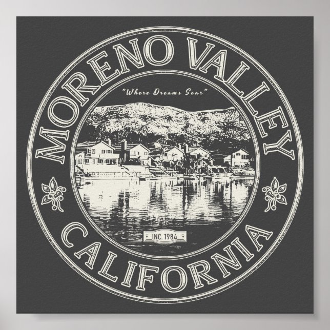 MORENO VALLEY RIVERSIDE CALIFORNIA VINTAGE POSTER (Framsidan)