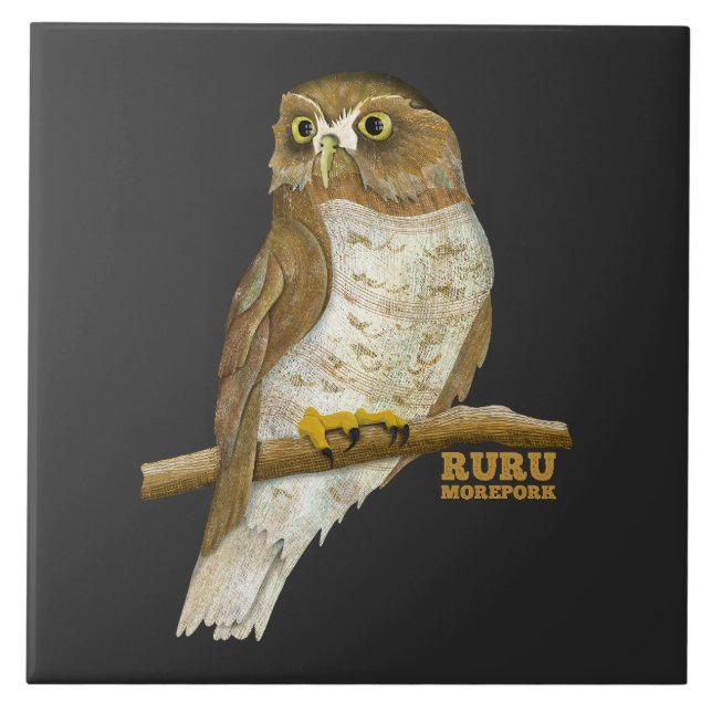 Morepork Ruru New Zeland Bird Kakelplatta (Framsidan)