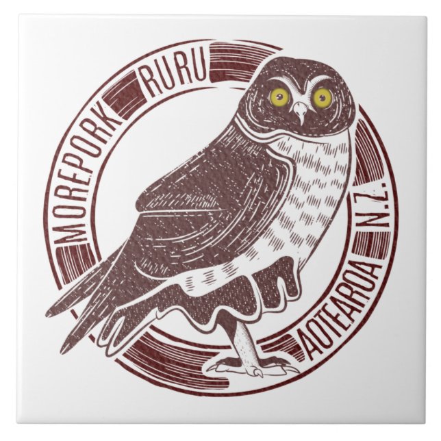 Morepork Ruru NZ Bird Kakelplatta (Framsidan)