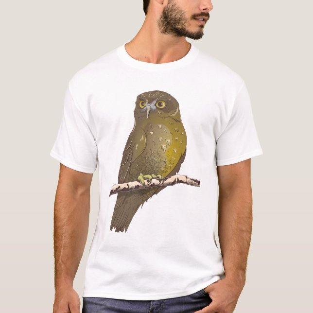 Morepork RURU NZ bird T Shirt (Framsida)
