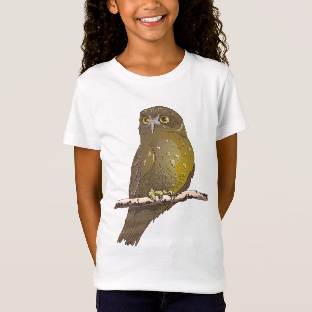 Morepork RURU NZ bird T Shirt (Framsida)