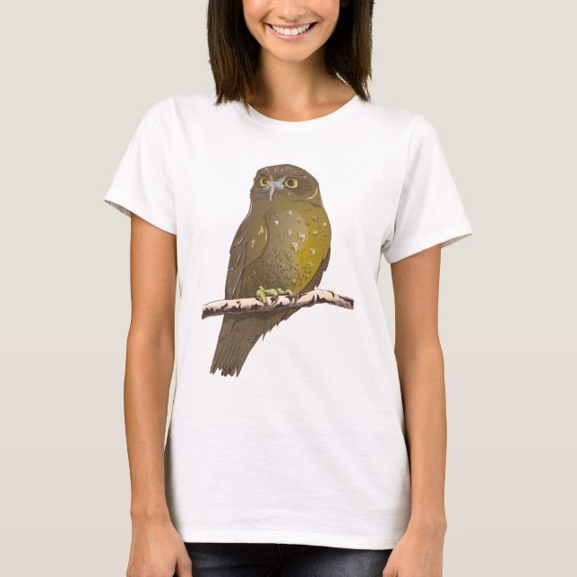 Morepork RURU NZ bird T Shirt (Framsida)