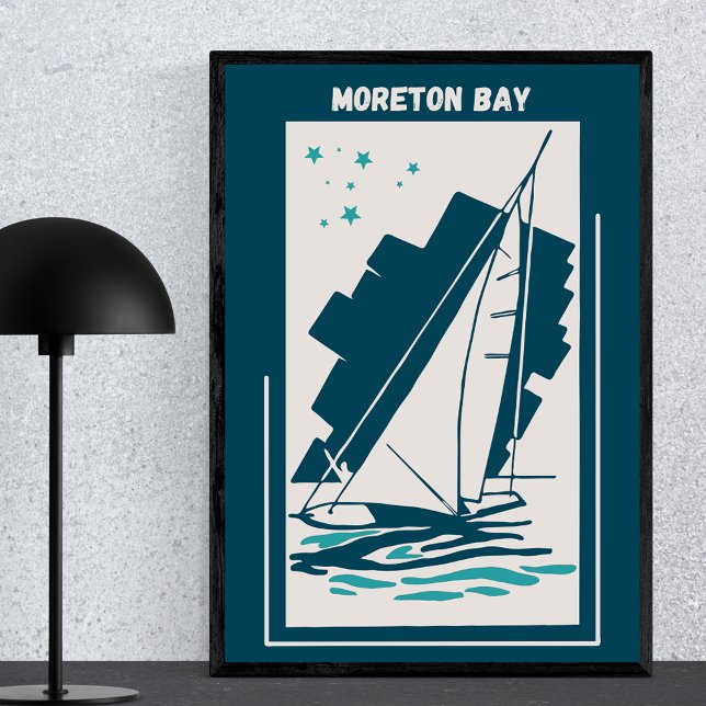 Moreton Bay i Queensland - Vintage Sailing Poster (Skapare uppladdad)