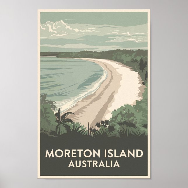 Moreton Island Australia Illustration Travel Art Poster (Framsidan)