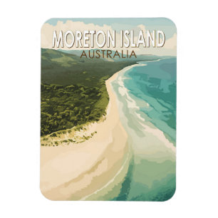 Moreton Island Australia Travel Art Vintage Magnet