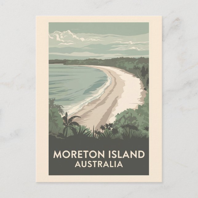Moreton Island Australien Illustration Resa Konst Vykort (Framsida)