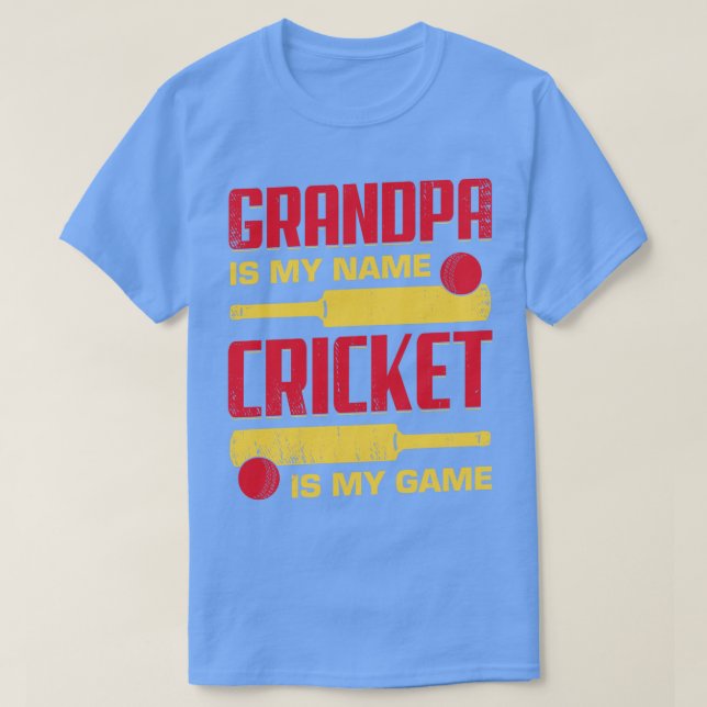 Morfar är min Namn Cricket är mitt spel. T Shirt (Design framsida)