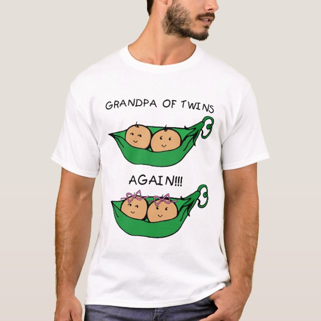 Morfar av twillingar igen tee shirt (Framsida)