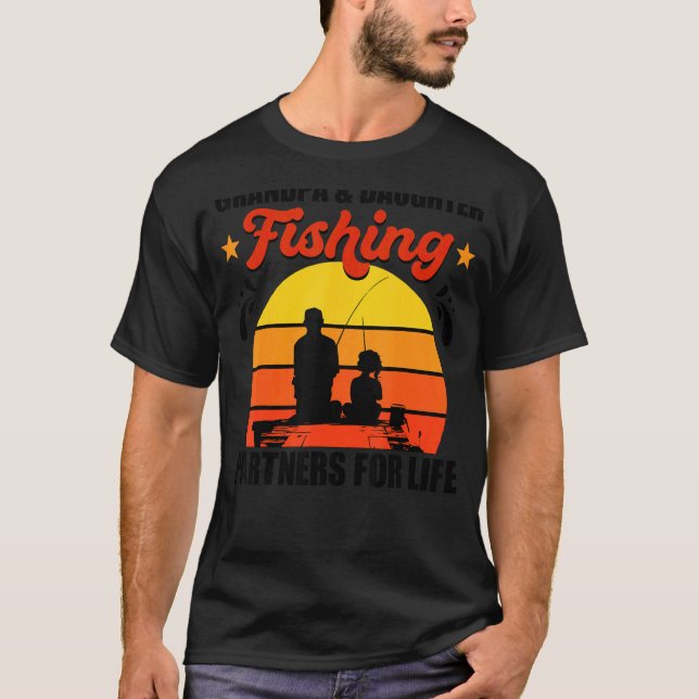 Morfar Dotter Fiskepartner För Livet Retro Vi T Shirt (Framsida)