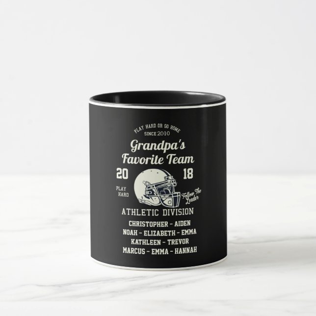 Morfar eller Grandpa Football Sports Monogram Mugg (Center)