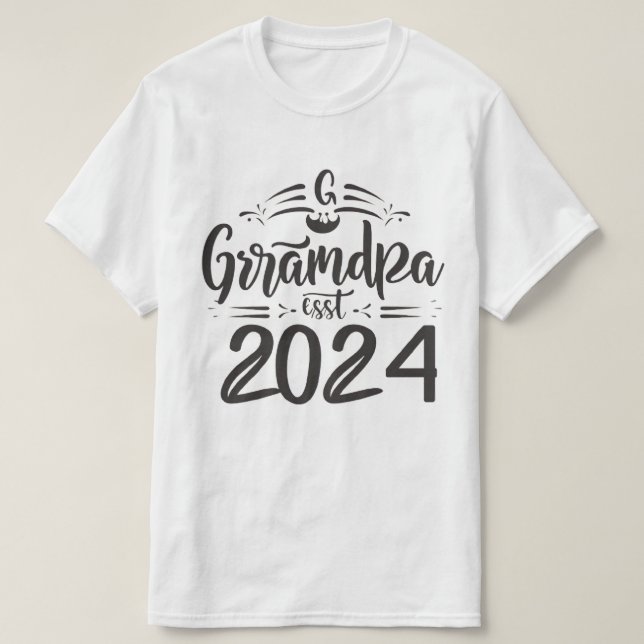 morfar est 2024, Promoted to Grandpa Est. 2024 T Shirt (Design framsida)