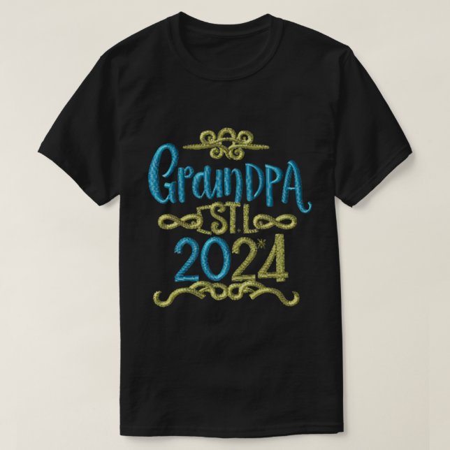 morfar est 2024, Promoted to Grandpa Est. 2024 T Shirt (Design framsida)