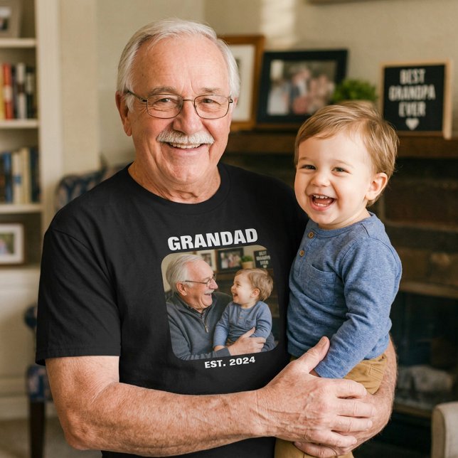 Morfar Est Foto Present Till Morfar T Shirt (Grandad Est Photo Gift For Grandpa T-Shirt)
