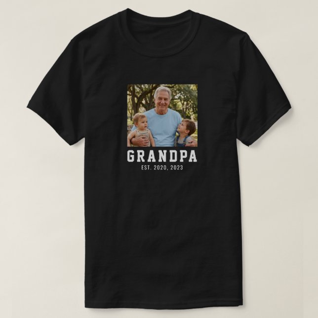 Morfar Established Foto Present  T Shirt (Design framsida)