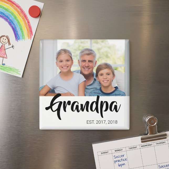 Morfar Etablade Foto Present Magnet (Grandpa Established Photo Gift Magnet)