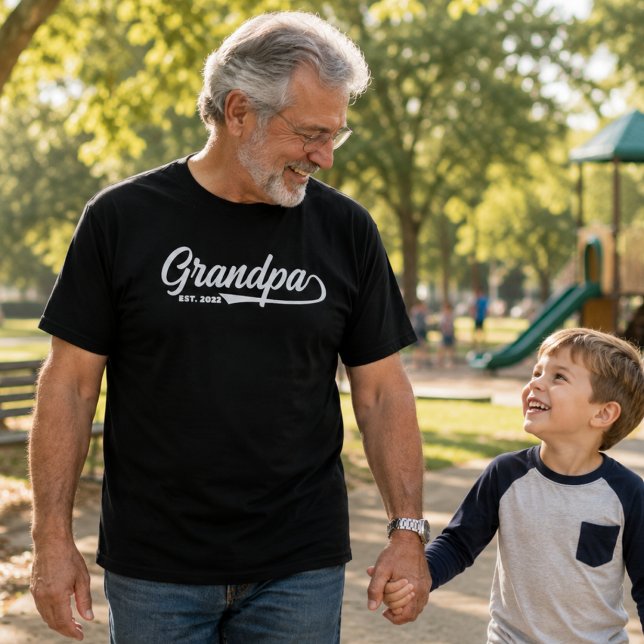 Morfar Etablade Typografi Ny Morfarpresent T Shirt (New Grandpa Gift T-Shirt)