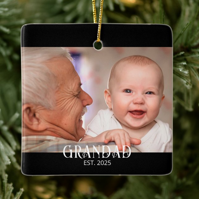 Morfar etablerad fotogåva julgransprydnad keramik (Skapare uppladdad)