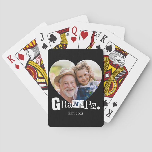 Morfar etablerade farfar hjärta foto present casinokort (Baksidan)